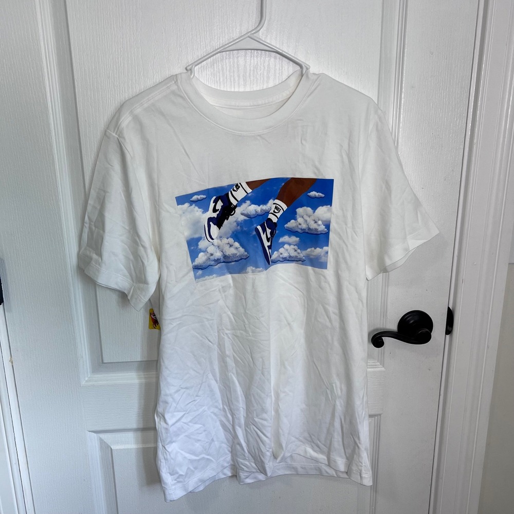 Jordan Mens Jumpman Flight Cloud Graphic T-Shirt White Size Medium Short Sleeve